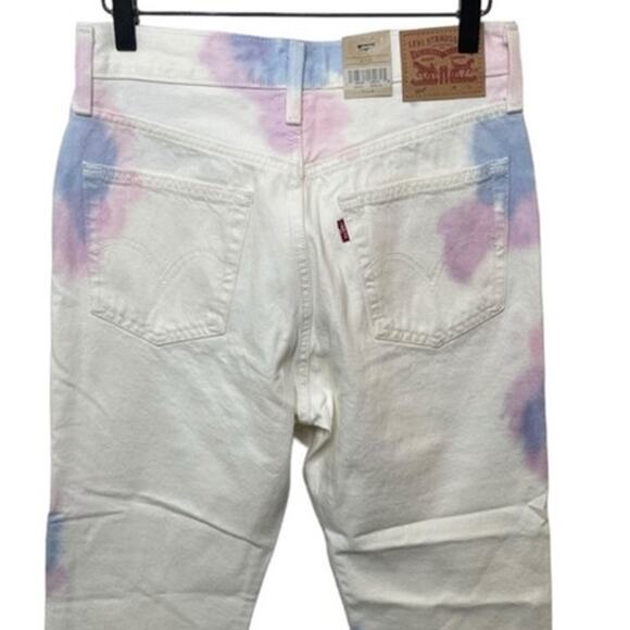 NEW Levi’s 501 Jeans High Rise Straight Leg White Tie-Dye Button Fly Womens 27 - Picture 9 of 10